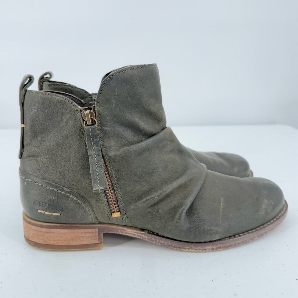 NEW Josef Seibel Women's Green Bosco Distressed Leather Zip Ankle Boots Size 40